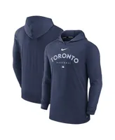 Men's Nike Heather Navy Toronto Blue Jays Authentic Collection Early Work Tri-Blend Performance Pullover Hoodie