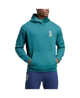 Men's adidas Teal La Galaxy 2023 Player Travel Pullover Hoodie