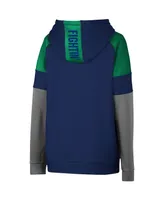 Big Boys and Girls Colosseum Navy Notre Dame Fighting Irish Colorblocked Raglan Pullover Hoodie