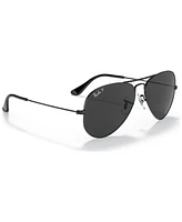 Ray-Ban Unisex Aviator Total Black Polarized Sunglasses, RB3025