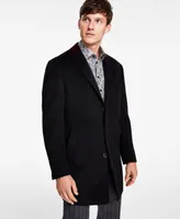 Tallia Men Wool Blend Overcoats with Contrast Velvet Top Collar