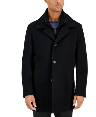 Calvin Klein Men's Classic Fit Black Wool Blend Overcoat