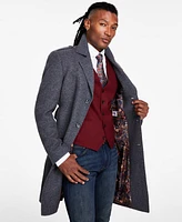 Tayion Collection Men's Classic-Fit Plaid Self Belted Wool Blend Overcoats