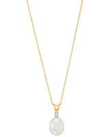 Cultured Freshwater Pearl (8mm) and Diamond Accent Pendant Necklace in 14k Gold