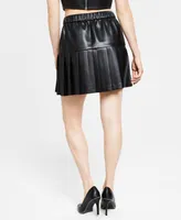 Bar Iii Women's Faux-Leather Pleated Mini Skirt, Created for Macy's