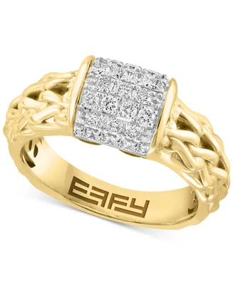 Effy Diamond Cluster Braided Ring (3/8 ct. t.w.) in 14k Gold-Plated Sterling Silver