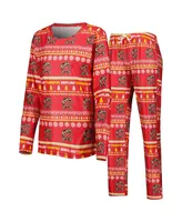 Women's Concepts Sport Red Maryland Terrapins Holiday Long Sleeve T-shirt and Pants Sleep Set