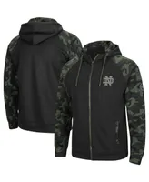 Men's Colosseum Black Notre Dame Fighting Irish Oht Military-Inspired Appreciation Camo Raglan Full-Zip Hoodie