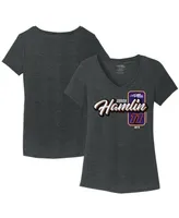 Women's Joe Gibbs Racing Team Collection Heather Black Denny Hamlin V-Neck T-shirt