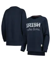 Women's Pressbox Navy Notre Dame Fighting Irish Steamboat Animal Print Raglan Pullover Sweatshirt