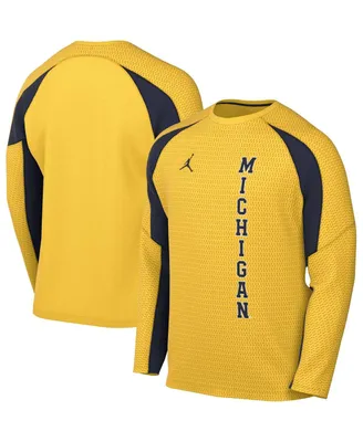Men's Jordan Maize Michigan Wolverines Basketball Shooting Raglan Long Sleeve T-shirt