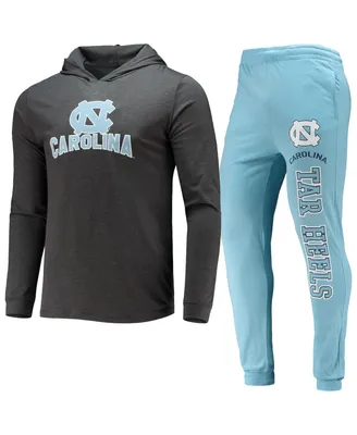 Men's Concepts Sport Carolina Blue and Charcoal North Tar Heels Meter Long Sleeve Hoodie T-shirt Jogger Pants Set