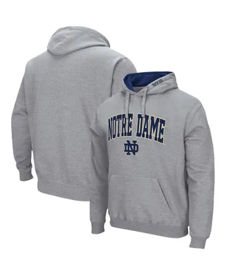Men's Colosseum Heathered Gray Notre Dame Fighting Irish Arch and Logo 3.0 Pullover Hoodie