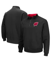 Men's Colosseum Black Wisconsin Badgers Big and Tall Tortugas Quarter-Zip Jacket