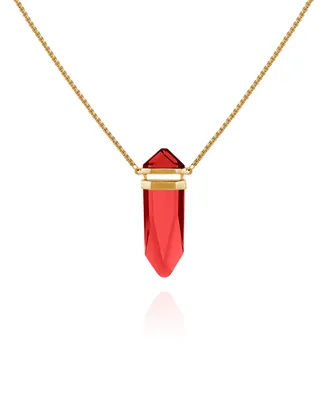 Vince Camuto Imitation Red Siam Epoxy Pendant Gold-Tone Long Chain Statement Necklace