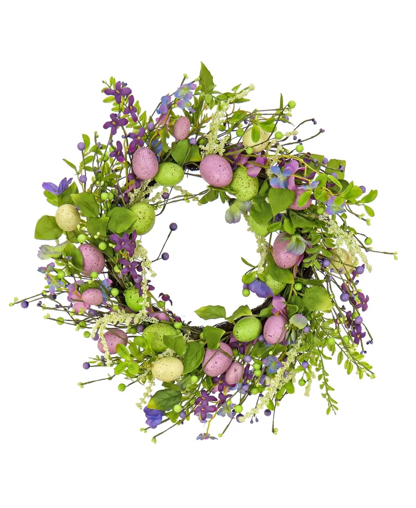 National Tree Company 20" Flowering Eggs Easter Wreath