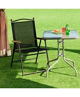 Costway Set of 2 Patio Folding Sling Back Chairs Camping Deck Garden Beach