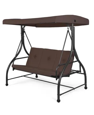Converting Outdoor Swing Canopy Hammock 3 Seats Patio Deck Furniture