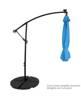 10-Foot Cantilever Umbrella with Solar Led Lights - Polyester Shade/Steel Pole - Air Vent and Cross Base