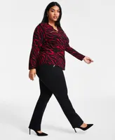 I.n.c. International Concepts Plus High Rise Pull-On Straight-Leg Pants, Created for Macy's