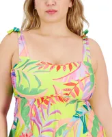 Becca Etc Plus Size Costa Bella Tie-Strap Tankini Swim Top