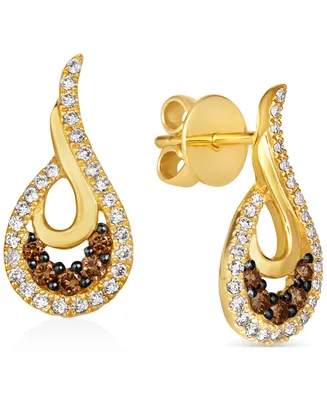 Le Vian Chocolate Diamond (1/4 ct. t.w.) & Nude Diamond (1/3 ct. t.w.) Swirl Drop Earrings in 14k Gold
