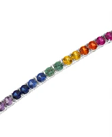 Lab Grown Multi-Sapphire Tennis Bracelet (16-5/8 ct. t.w.) in Sterling Silver