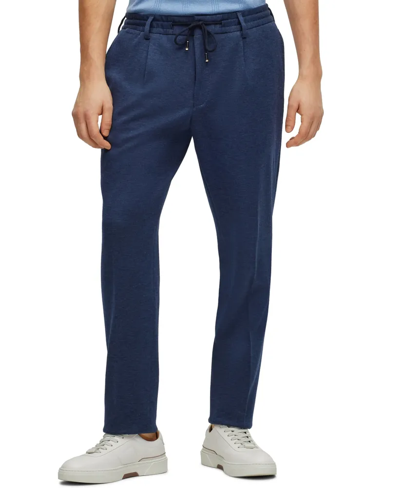 BOSS - Relaxed-fit trousers in checked stretch material