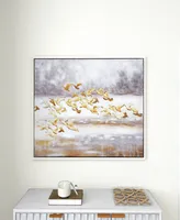 Rosemary Lane Canvas Bird Framed Wall Art with Silver-Tone Frame, 45" x 1" x 34"