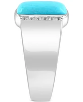 Effy Men's Turquoise & White Topaz (1/4 ct. t.w.) Ring in Sterling Silver