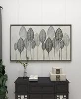 Rosemary Lane Canvas Leaf Framed Wall Art with Silver-Tone Frame, 55" x 1" x 27"