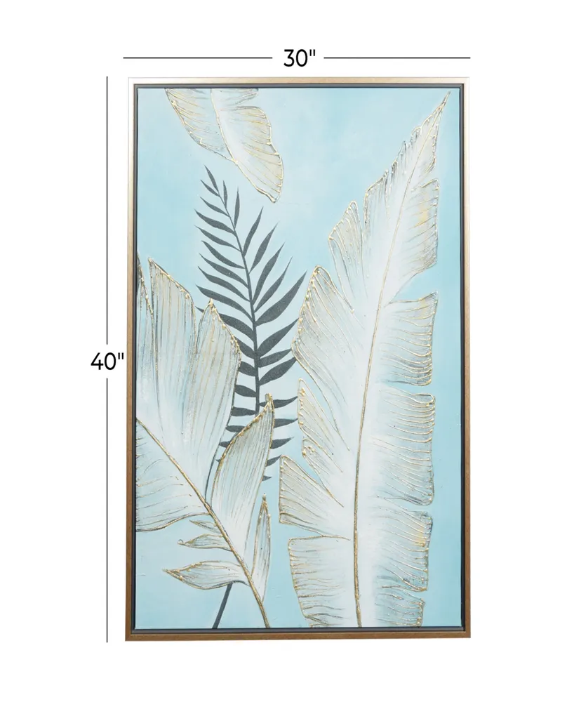 Rosemary Lane Canvas Tropical Leaf Framed Wall Art with Gold-Tone Frame, 30" x 1" x 40"