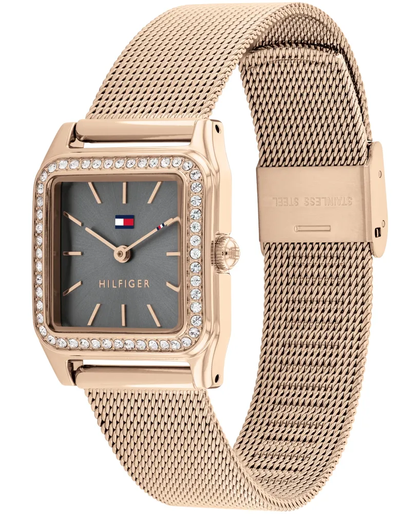 Tommy Hilfiger Women's Quartz Carnation Gold Tone Steel Mesh Bracelet Watch 26mm
