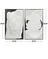 Rosemary Lane Canvas Abstract Framed Wall Art with Black Frame Set of 2, 29.50" x 39.50"