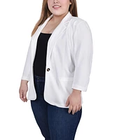 Ny Collection Plus Size 3/4 Sleeve Scuba Crepe Blazer