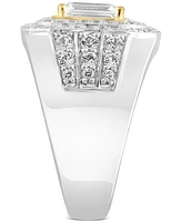 Effy Men's White Topaz Halo Cluster Ring (3 ct. t.w.) in Sterling Silver & 14k Gold-Plate