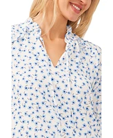 CeCe Women's 3/4-Sleeve Tie Neck Floral Print Blouse
