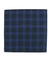 Trafalgar Men's Ives Green and Navy Blackwatch Plaid Silk Pocket Square