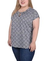 Ny Collection Plus Size Extended Sleeve Top with Grommets