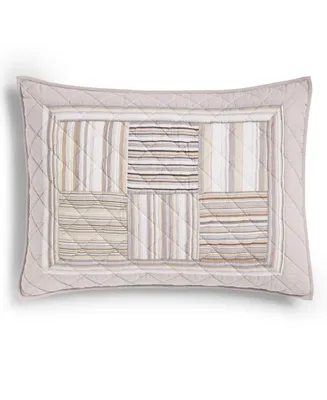 Charter Club Neutral Stripe Patchwork Sham, King, Created for Macy's