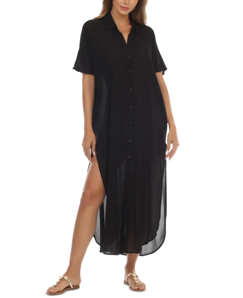 Raviya Women's Button-Down Maxi Dress Cover-Up