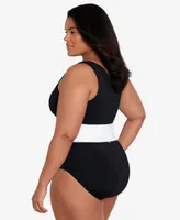 Lauren Ralph Plus One-Shoulder One-Piece Swimsuit