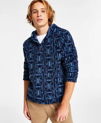 Sun + Stone Men's Regular-Fit Geo-Print Fleece Hoodie, Created for Macy's