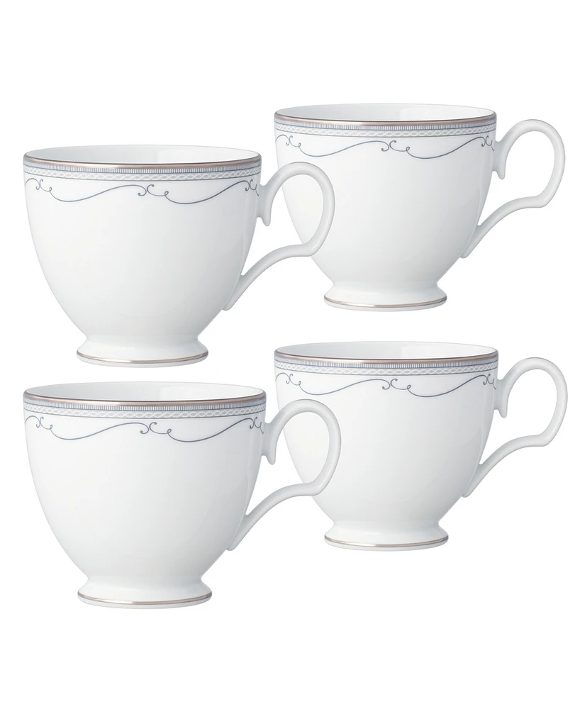 Noritake Satin Flourish 4 Piece Cup Set, Service for 4