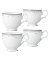 Noritake Satin Flourish 4 Piece Cup Set, Service for 4