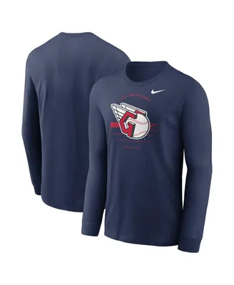 Men's Nike Navy Cleveland Guardians Over Arch Performance Long Sleeve T-shirt