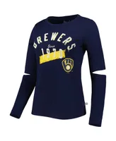 Women's Touch Navy Milwaukee Brewers Formation Long Sleeve T-shirt