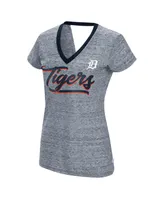 Women's Touch Navy Detroit Tigers Halftime Back Wrap Top V-Neck T-shirt