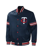 Men's Starter Navy Minnesota Twins Midfield Satin Full-Snap Varsity Jacket