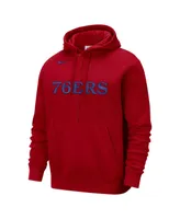 Men's Nike Red Philadelphia 76ers Courtside Versus Stitch Split Pullover Hoodie